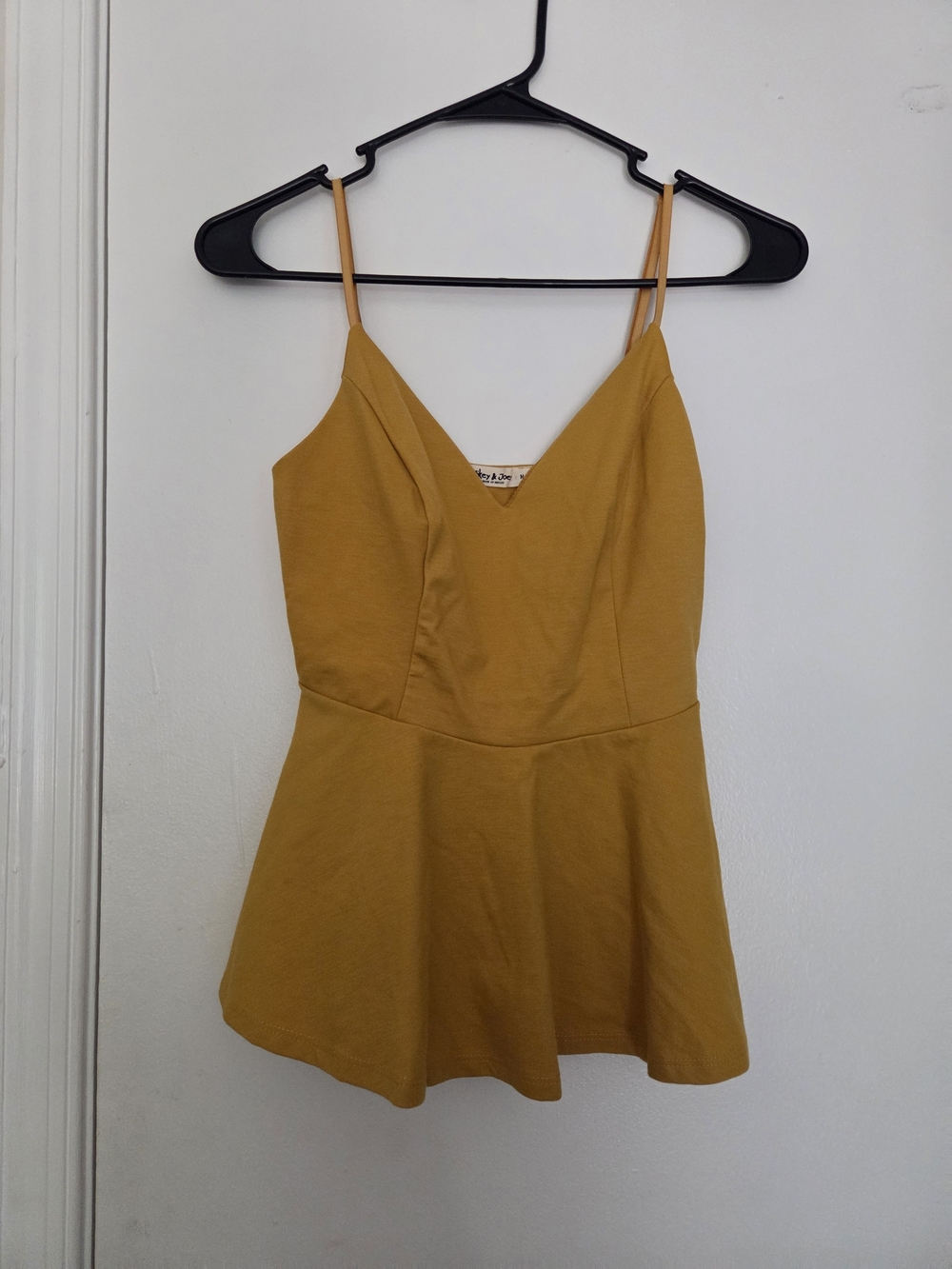 Mikey & Joey Mustard Yellow Peplum Cami Top Adjustable Straps Medium M